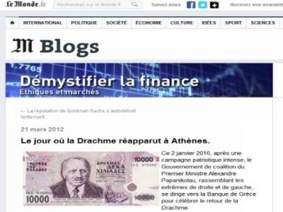 Le Monde: Η μέρα που επανεμφανίστηκε η δραχμή στην Αθήνα!