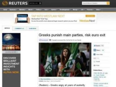 Διεθνή ΜΜΕ: Ψήφος οργής «βυθίζει» την Ελλάδα και το ευρώ