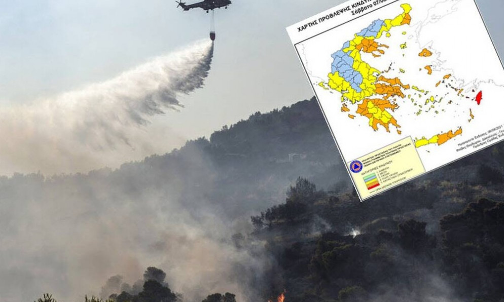 Ακραίος κίνδυνος πυρκαγιάς στα Δωδεκάνησα - Στο «πορτοκαλί» για νέες φωτιές οι καμένες περιοχές